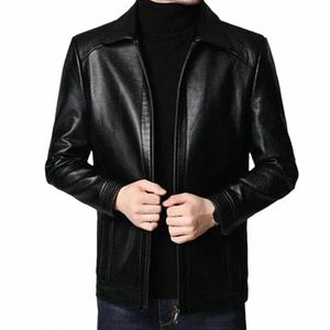 Chaqueta de cuero de imitación Chaqueta de motocicleta de cuero de imitación para hombre con cuello alto Cremallera Cuello Protecti Grueso Cálido A prueba de viento para Cool Y8Oc #