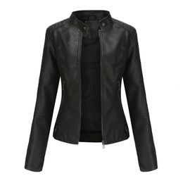 Kunstleren jas Dames Herfst Lente Dames Moto Biker Ritsjas Rood Zwart Jas Bovenkleding Bruin XS Paars Marine 240123