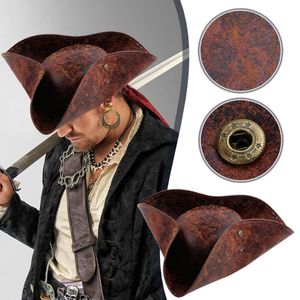 Kunstleer Piratenkapitein Hoed Bruin voor Volwassen Mannen Vrouwen Cosplay Kostuum Accessoires Prachtige Fotografie Props