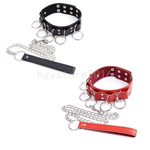 Bondage faux lederen beperkingen nek kraag ketting riem met ringen chique slavencadeaus #r87