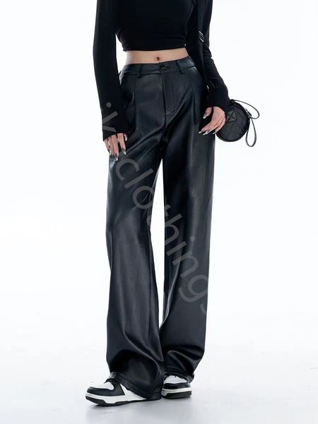 Faux Leather Wide Leg Pants pantalon en cuir femme gothique pantalon baggy à jambes larges pantalons pour femmes