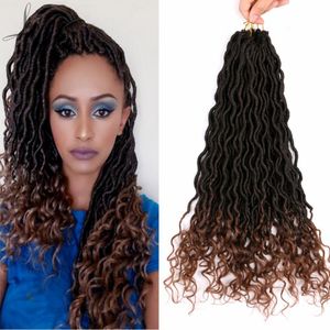 18 pouces Faux Locs Crochet déesse des cheveux pour les femmes noires 24 brins/pcs doux avec des cheveux bouclés se termine tresses LS12