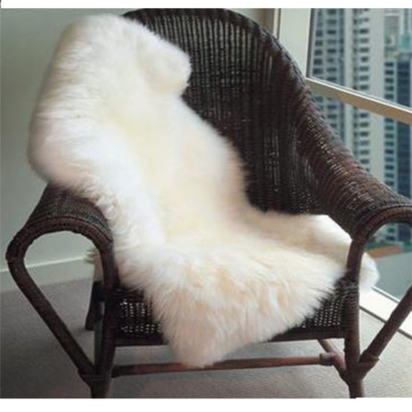 Faux tapis doux poilu manta tapis Alfombra en peau de mouton tapis de chaise coussin de siège plaine peau fourrure plaine moelleux tapis lavable chambre 210917