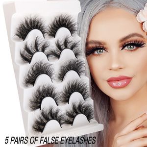 Faux cils de vison 5 paires/ensemble 3D cils de vison Volume naturel long croix faux cils beauté maquillage faux cils étendus