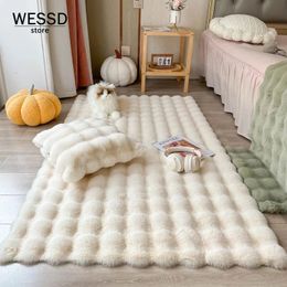 Tapis de lapin en faux lapin pour chambre à coucher du tapis lavable du tapis de peluche poilue.