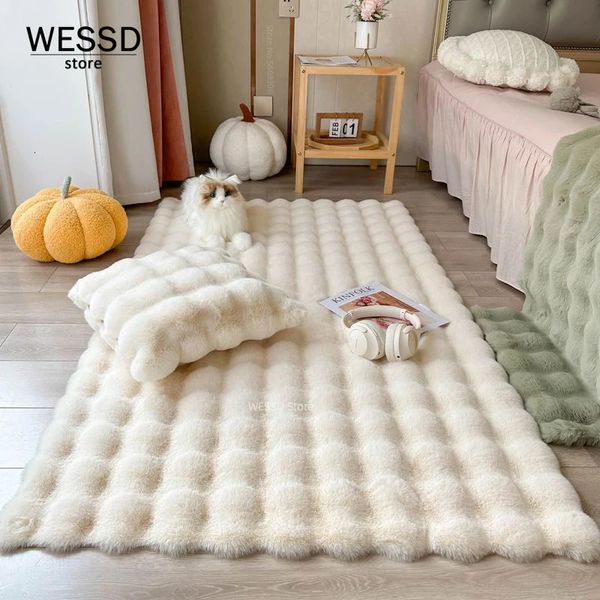 Alfombra de conejo sintética para dormitorio peludo esponjoso alfombra lavable alfombra peluda suave decoración navideña sofá cojín 231221