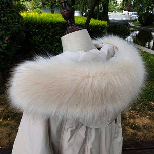 Bufanda de cuello de piel de mapache de imitación para mujeres, hombres, niños, chaquetas, cuello de capucha, 100%, abrigos de alta calidad, accesorios de ropa de abrigo de invierno H0923