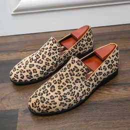 Faux Shoes Leopard Loafers Men británicos Leede Fashion Fashion Compañía informal Fiesta de bodas Diario 67