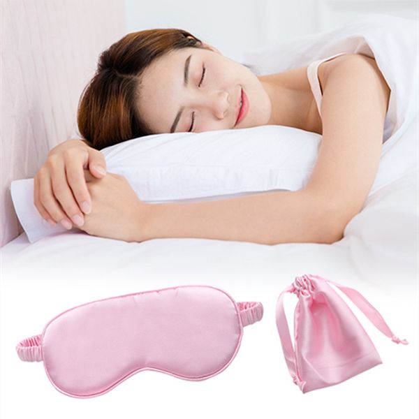 Mascarilla para dormir de seda sintética con bolsa, mascarilla portátil para dormir, parche para los ojos, venda para los ojos, parche relajante, almohadilla de luz