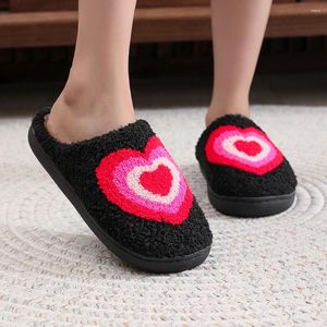 Faux slippers unisex niet-slip schoenen bont lopen 188 pluche hart zacht winter platform paar indoor 413 106