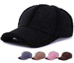Faux suede fleece winter papa hoed dames cap bruin grijs roze zes paneel honkbal cap verstelbaar6698847