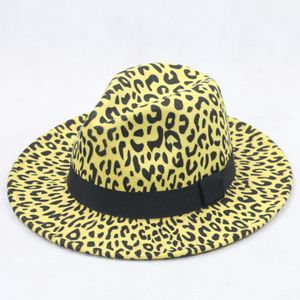 Chapeaux Fedora en fausse laine léopard pour femmes et hommes, chapeau de Jazz en feutre à large bord, Panama Goth Top Vintage, chapeau de mariage