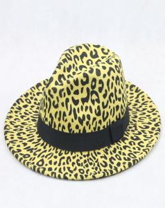 Faux wol luipaard Fedora hoeden voor vrouwen feestfestival mode voelde jazzhoed brede brim Panama goth top vintage bruiloftshoed3094780