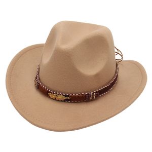 Fausse laine Western Cowboy chapeaux pour enfants Vintage Gentleman robe chapeaux Panama Cowgirl Jazz feutre casquette Sombrero Hombre femmes hommes