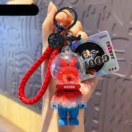 Voorkeur Cartoon Space Pixel Rabbit Keychain Vrouw Exquisite paar Keychain Fashion Auto Key Bag Pendant