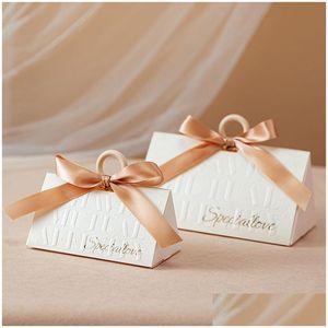 Gunsthouders European Champagne Gold Triangle Wedding Candy Box Handheld Tas Small Gift Drop Delivery, Party Events Supplies DHZDJ