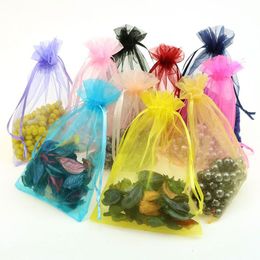 Titulares de favores Bolsas de organza Banquete de boda Bolsas de regalo de Navidad Púrpura Azul Rosa Amarillo Negro 1015 cm Joyería Colores mezclados8809387 ZZ