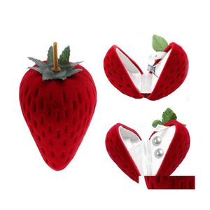 Favor Holders Red Stberry Box Form Veet Ring Storage Case Jewelry Protector Flocage Cadeau Drop Delivery Wedding Party Events Supplies Dhsji