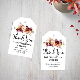 Tags de faveur, blush floral merci d'avoir célébré avec nous des étiquettes-cadeaux pour les mariages, les douches nuptiales, les anniversaires, les fêtes