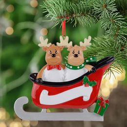 Favoriser VTOP Rendeer Sled Family of 2 Polyresin Christmas Personnalize Ornaments Wholesale