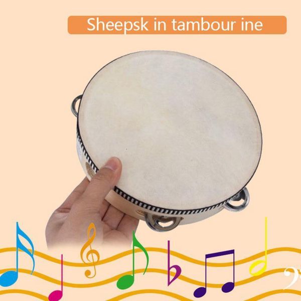 Favors tambour 6 pouces Tambourine Bell Hand Tendu Tambourine Birch Metal Jingles Kids School Musical Toy KTV Party Percussion Toy Dhl Free B0909