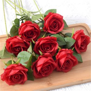 faveurs Simulation roses unique saint valentin maison mariage décoration simulation fleurs fausse main artificielle sensation velours