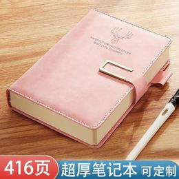 Fawn notitieboekboek super dik college student A5 leer gebonden zakelijk notitieblok dik retro eenvoudige Koreaanse editie dagboek 240304
