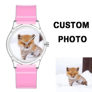 FB71001 Aangepast gepersonaliseerd ontwerp Afbeelding Kijk vrouwen gedrukt foto horloge quick release riemmerk je plastic horloge 201116