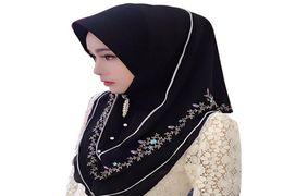 FBlusclurs Muslim Hijab Murffon Broiderie Malaysia Instant Praval Muslima Hâle Head Wear Scarf Turban Bandband 200930213P2188059