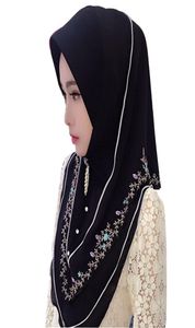 FBlusclurs Muslim Hijab Murffon Broiderie Malaysia Instant Praval Muslima Head Wear Wear Scarf Turban Bandband 200930213P2867124