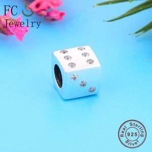 FC Bijoux Fit Bracelet de charme Original Bracelet 100% 925 Silver Chanceux Dice Zirconia Perle Faire Femme Kid Berloque Handmade 2020 Q0531