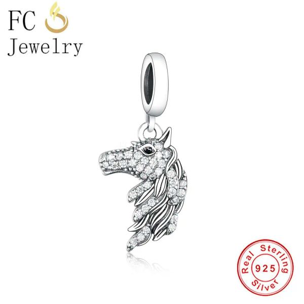 FC Jewelry Fit Original Pan Charms Bracelet 925 Silver Silver Good Luck Horse Horseshoe Clover Perle pour femmes Berloque DIY