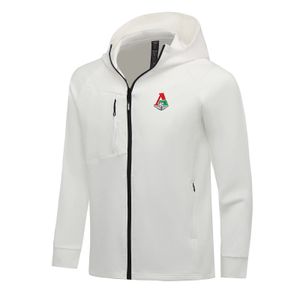 FC Lokomotiv Moscou Hommes Vestes Automne manteau chaud loisirs en plein air jogging sweat à capuche Fermeture éclair complète à manches longues Veste de sport décontractée