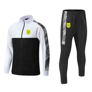 FC Nantes Trainingspakken voor heren Warme wintersportkleding voor buitensport Casual sweatshirt met volledige ritssluiting en lange mouwen