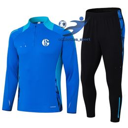 FC Schalke 04 Heren volwassen half ritssluiting Lange mouw trainingspak Outdoor Sports Home Leisure Suit Sweatshirt Jogging Sportswear