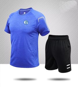 FC Schalke 04 – survêtements pour hommes, vêtements d'été à manches courtes, vêtements de sport de loisirs, jogging, chemise respirante en pur coton