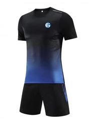 FC Schalke 04 Chándal para hombre Traje de manga corta para ocio de verano Traje de entrenamiento deportivo Camiseta para correr de ocio al aire libre Camiseta de manga corta para deporte de ocio