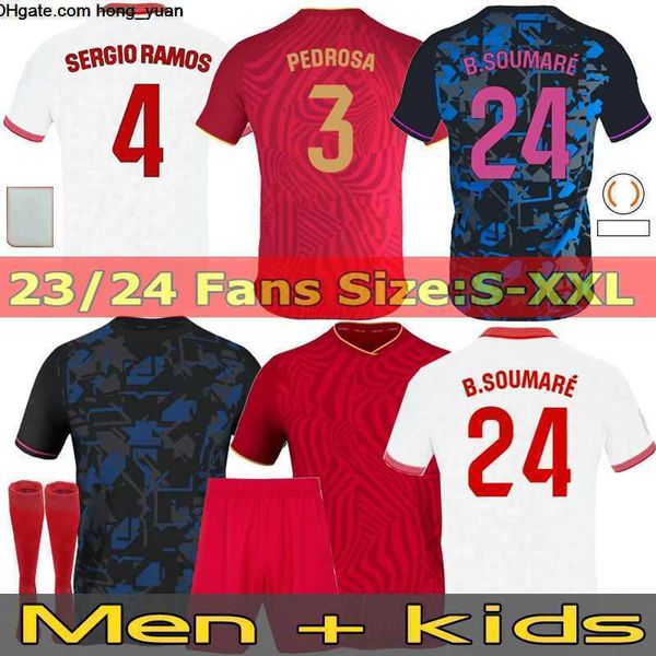 FC Séville Sevillas Soccer Jerseys Final L.ocampos Suso Jong Maillot Gudelj K.Rekik Tecatito Munir Rafa Men Kids Kit 23 24 Shirt Football Boy set à la maison 3e