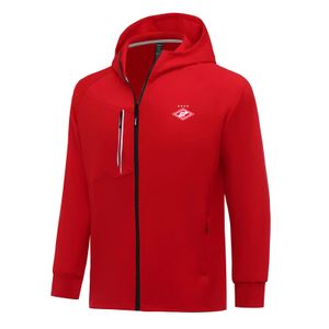 FC Spartak Moscou Hommes Vestes Automne manteau chaud loisirs jogging en plein air sweat à capuche Fermeture éclair complète à manches longues Veste de sport décontractée