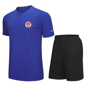 FC St Pauli Voetbaltraining trainingspakken voor heren, sneldrogend voetbalshirt met korte mouwen, aangepast logo buiten T-shirts2937