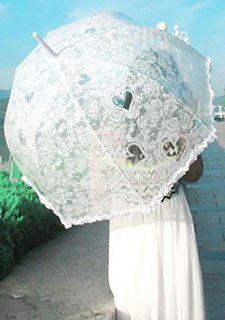 Lace Cotton Pure DN Bordados Ladies Parasol Boa Qualidade de casamento nupcial guarda-chuva branco reais Meninas de-sol sobre as vendas de linha