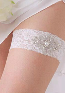 Frete Grátis Lace Garters nupcial branco marfim 2015 Cheap Sexy com Contas de Cristal casamento Leg Garters nupcial Acessórios C255