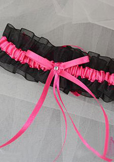 Handmade Preto Organza nupcial ligas Ruffles 2015 Cheap Sexy ligas para o casamento de cristal do casamento da fita de perna Garters Acessórios nupcial