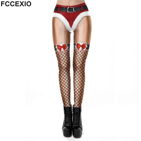 FCCEXIO Christma Leggings Lindo Sexy Fitness Pantalones Moda Cosplay Aduanas Entrenamiento Leggins Elástico Sí Legins 211221