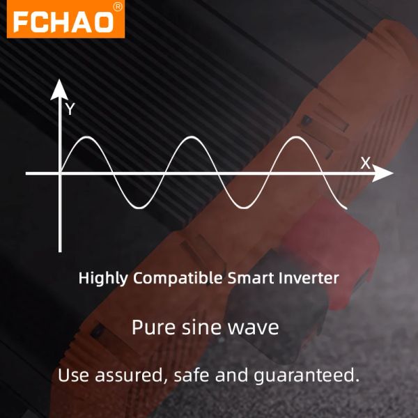 FCHAO 6000W Onduleur solaire à onde sinusoïdale pure 12V 24V à 220V 230V LCD Affichage Tension Transformateur Auto Pièces Convertisseur
