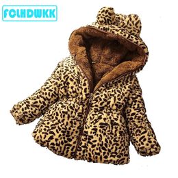 Fclhdwkk chaquetas para niños para niñas primavera de invierno chaquetas para bebés abrigos niños leopardo chaqueta abrigo con capucha de ropa exterior cálida 231221