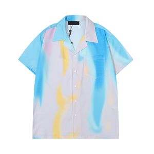 FD Camiseta para Hombre Polos Camisa para Hombre Botón Estampado Multicolor Degradado Polo de Manga Corta de Verano Botón Delgado de Moda de Fiesta Camisa de algodón Informal para Hombre