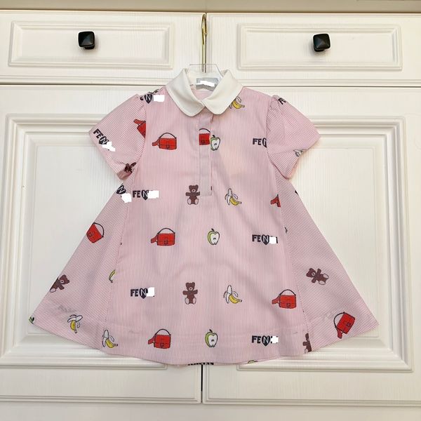 FD2024 Vêtements pour enfants haut de gamme Robe de fille de dessin de dessin animé robe rose rose petite fille robe de créatrice de la marque