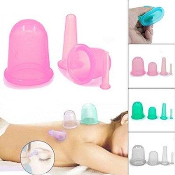 Tasses anti-cellulite en silicone 4 pièces approuvées par la FDA pour le dissolvant de cellulite Ventouse sous vide pour le traitement de la cellulite Masseur de fascia Blaster