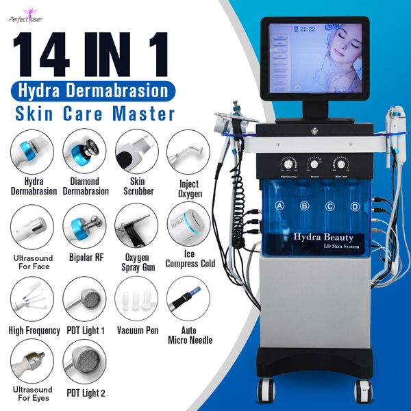 Machine à oxygène pour machine à microdermabrasion Dermabrasion approuvée par la FDA pour l'élimination des points noirs des rides lisses 14 en 1
